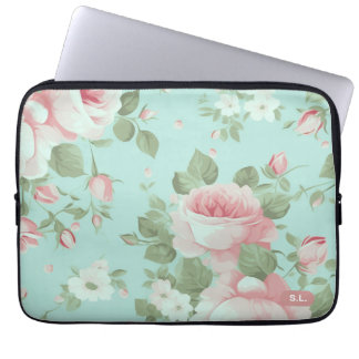 Capa Para Notebook Bolsa para Laptop Floral Verde Elegante