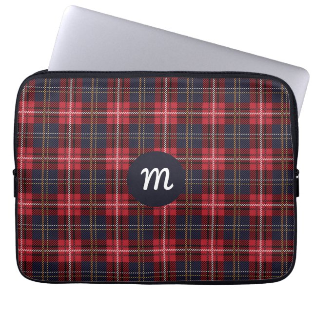 Capa Para Notebook Bolsa para Laptop Monogramada Xadrez Tartan Vermel (Frente)