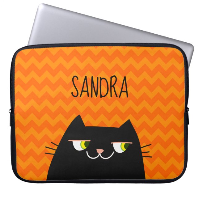 Capa Para Notebook Bolsa para Laptop Nome Gata Preta Presente Fofo (Frente)