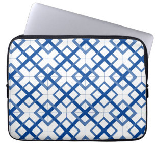 Capa Para Notebook Bolsa para Laptop - Padrão de Treliça Azul Padrão