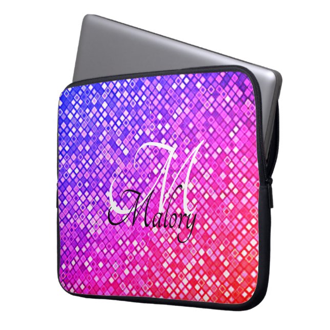 Capa Para Notebook Bolsa para Laptop Personalizada Monogram Sparkle (Frente Esquerda)