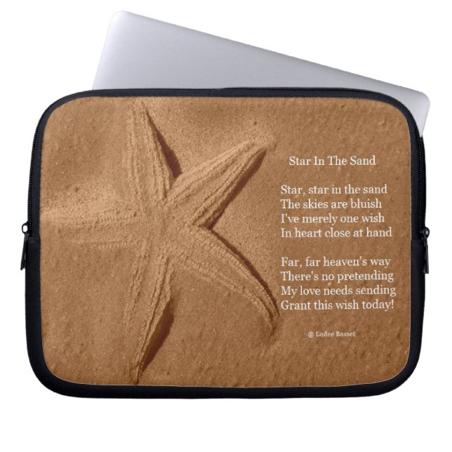 Capa Para Notebook Bolsa para Laptop Poema Estrela Na Areia Ladee Bas (Frente)