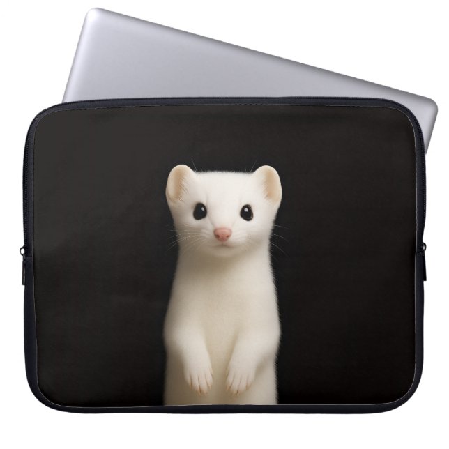 Capa Para Notebook Bolsa para Laptop Preta 4 Luxe, Arminho Elegante (Frente)