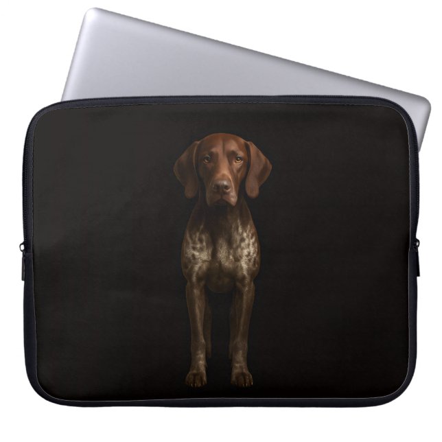 Capa Para Notebook Bolsa para Laptop Preta 4 Luxe com Cachorro Pointe (Frente)