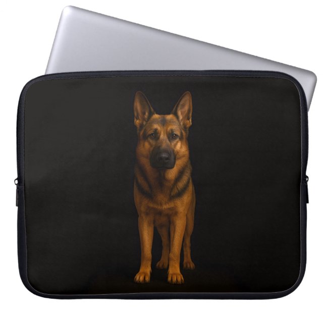 Capa Para Notebook Bolsa para Laptop Preta 4 Luxe com Pastor Alemão (Frente)