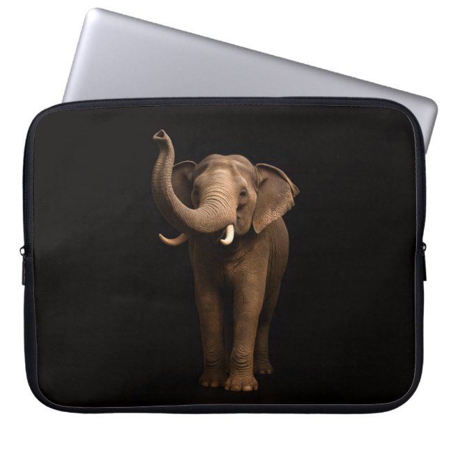 Capa Para Notebook Bolsa para Laptop Preta 4 Luxe, Elefante Poderoso (Frente)