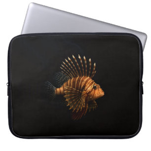 Capa Para Notebook Bolsa para Laptop Preta 4 Luxe, Peixe-Leão Vermelh