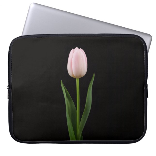 Capa Para Notebook Bolsa para Laptop Preta 4 Luxe, Tulipa Rosa Bege (Frente)