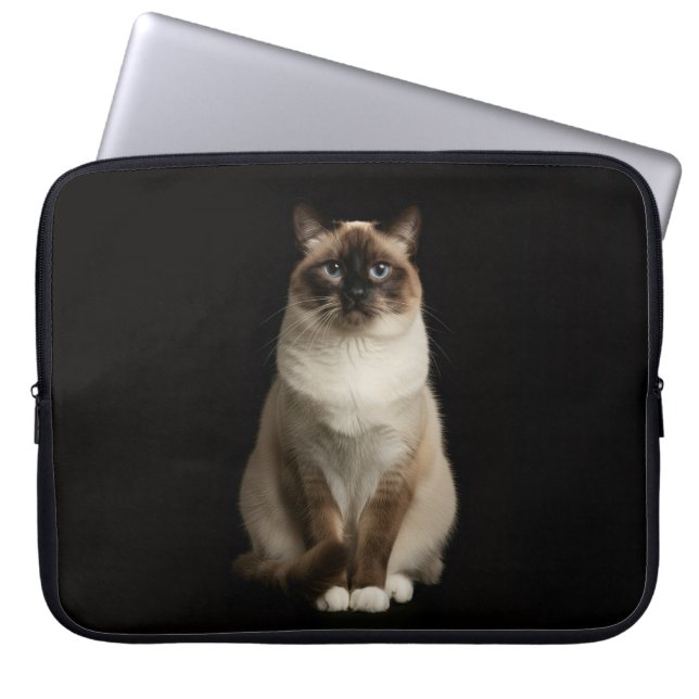 Capa Para Notebook Bolsa para Laptop Preta 4 Luxo, Gato Birmanês (Frente)