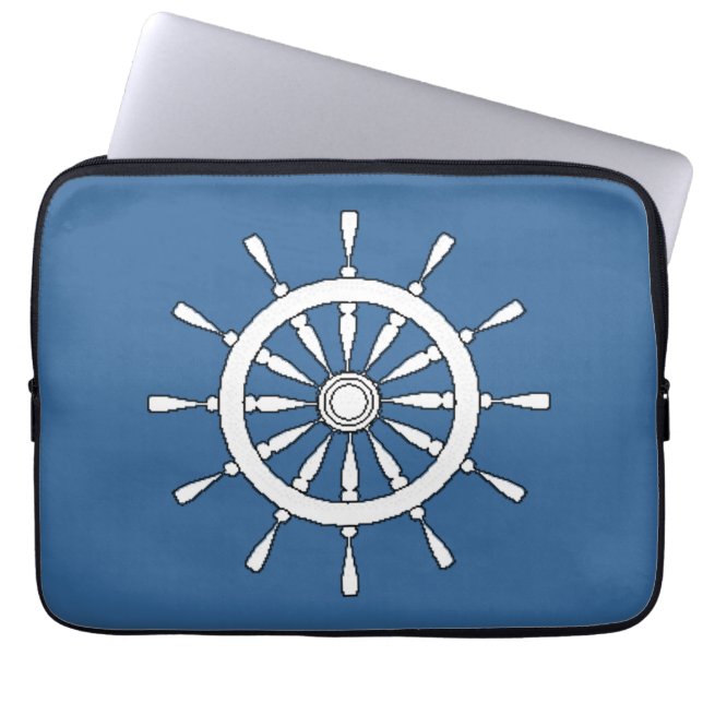 Capa Para Notebook Bolsa para Laptop - Roda do Navio com Nome (Frente)