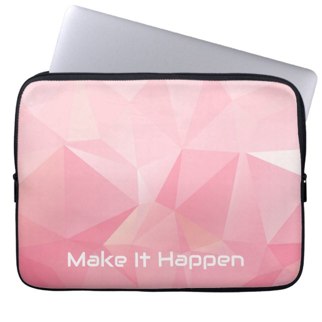 Capa Para Notebook Bolsa para Laptop Rosa Pastel Fofa com Motivação  (Frente)