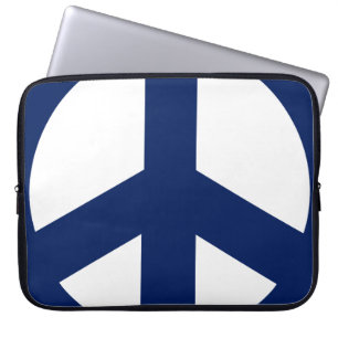 Capa Para Notebook Bolsa para Laptop, Sinal de Paz Azul e Branco