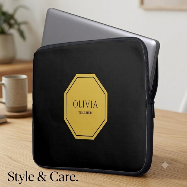 Capa Para Notebook Bolsa Personalizada para Laptop de Neoprene 15" co (Custom Name & Title 15 Neoprene Laptop Sleeve)