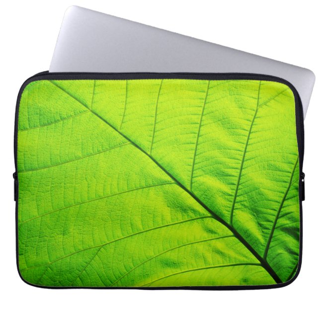 Capa Para Notebook Bolsas de laptop de folhas verdes (Frente)
