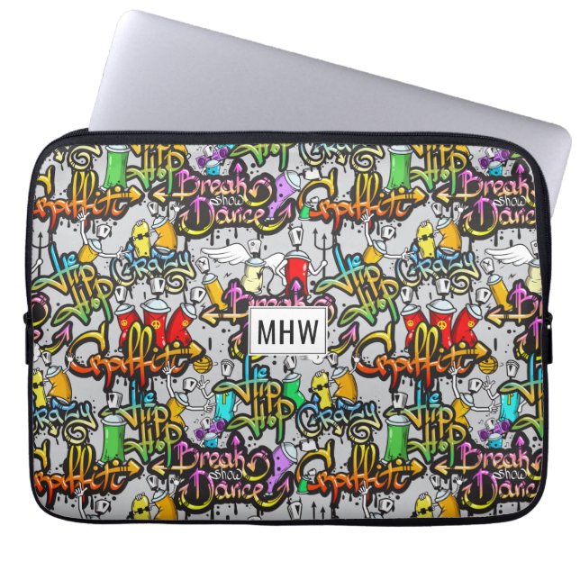 Capa Para Notebook Bolsas de laptop de monograma personalizado de Gra (Frente)