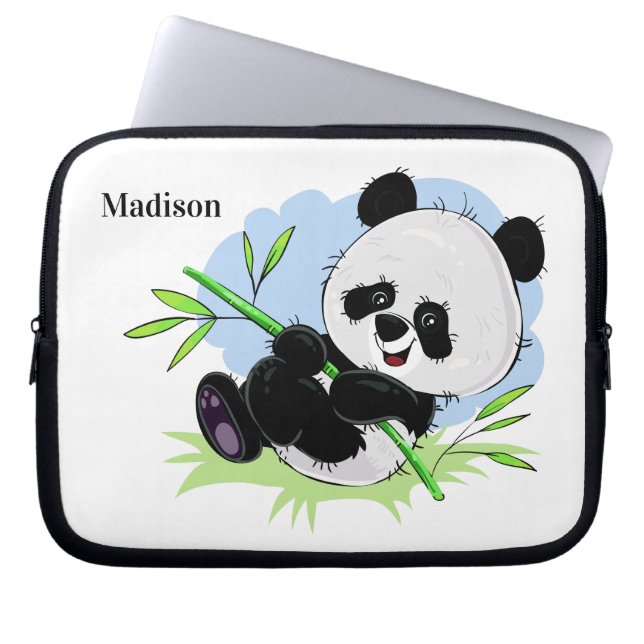 Capa Para Notebook Bolsas de laptop de nome personalizado de Panda Fá (Frente)