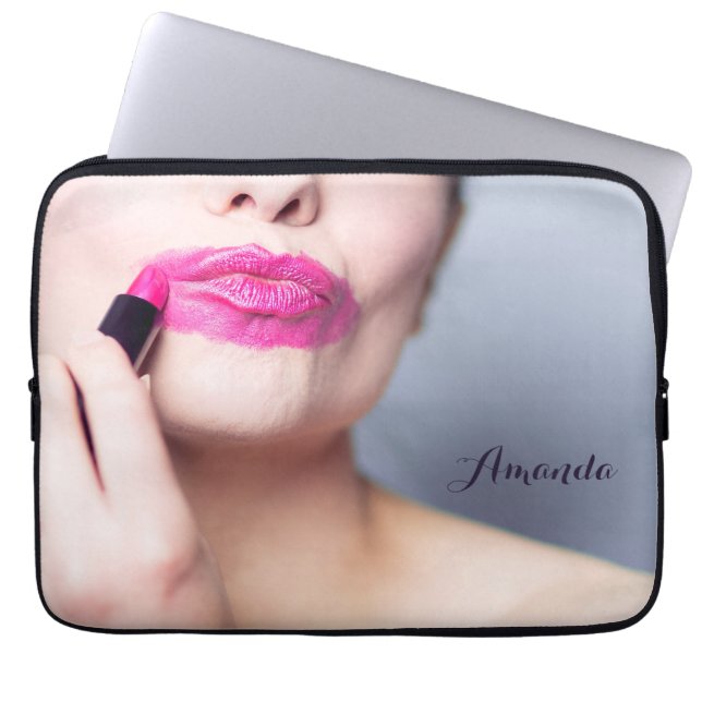 Capa Para Notebook Bolsas de laptop de nome personalizado Lipstick nã (Frente)