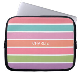 Capa Para Notebook Bolsas de laptop de nomes personalizados de Stripe