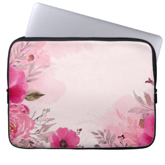 Capa Para Notebook Bolsas de laptop rosa-flor-rosa-d-água