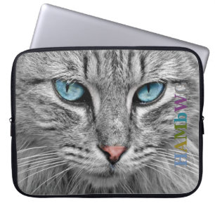 Capa Para Notebook Bolsas para Laptop de Neoprene HAMbWG Gato Cinza