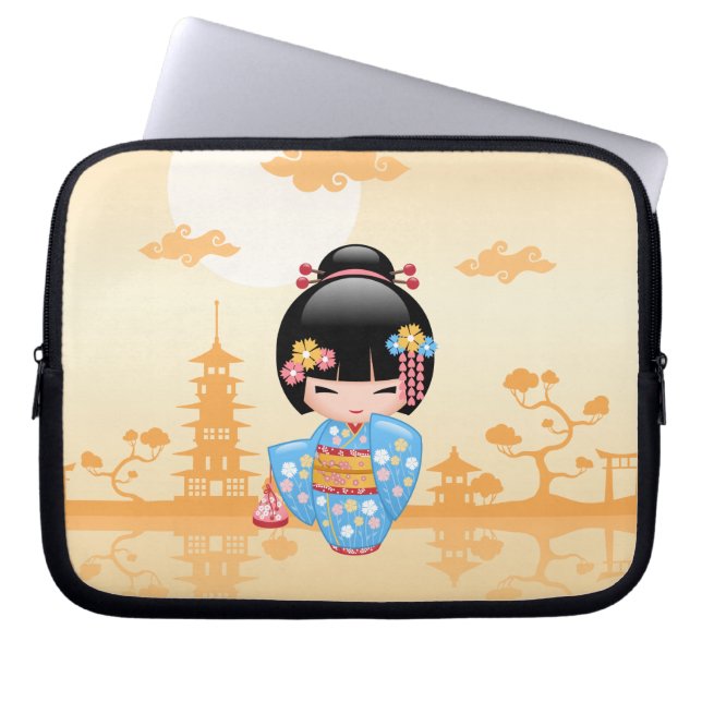 Capa Para Notebook Boneca Maiko Kokeshi - Garota Geisha Japonesa Boni (Frente)