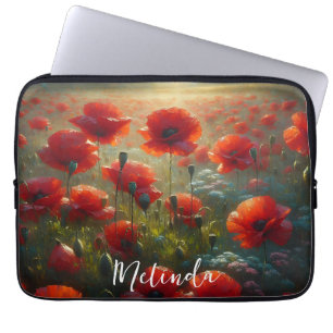 Capa Para Notebook Bonito Campo Vermelho Poppy no Dia de Verão
