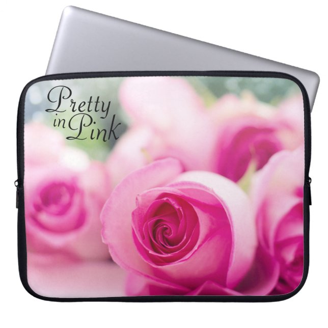 Capa Para Notebook Bonito em Rosas Rosa (Frente)