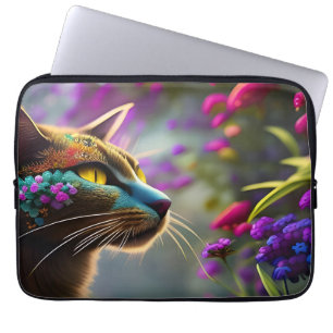 Capa Para Notebook Bonito Fantasia Flor Cat