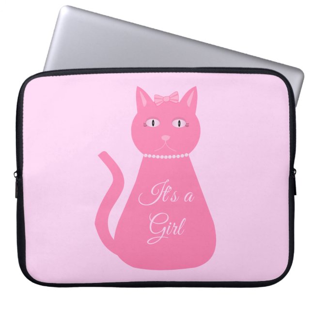 Capa Para Notebook Bonito Gato De Bebê Rosa (Frente)