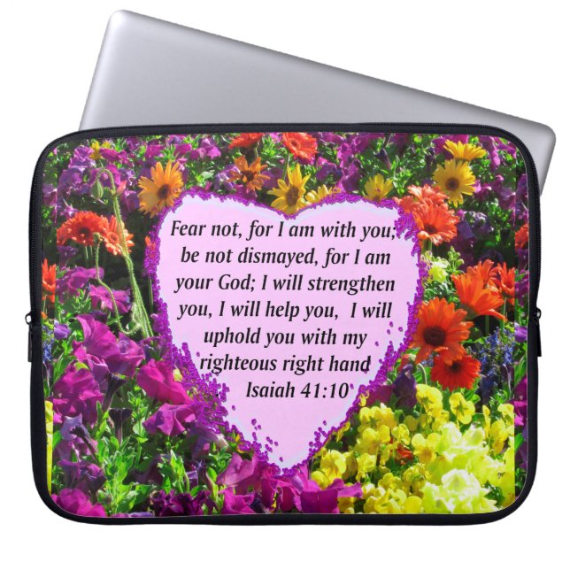 CAPA PARA NOTEBOOK BONITO ISAIAH 41:10 FLORAL DESIGN (Frente)