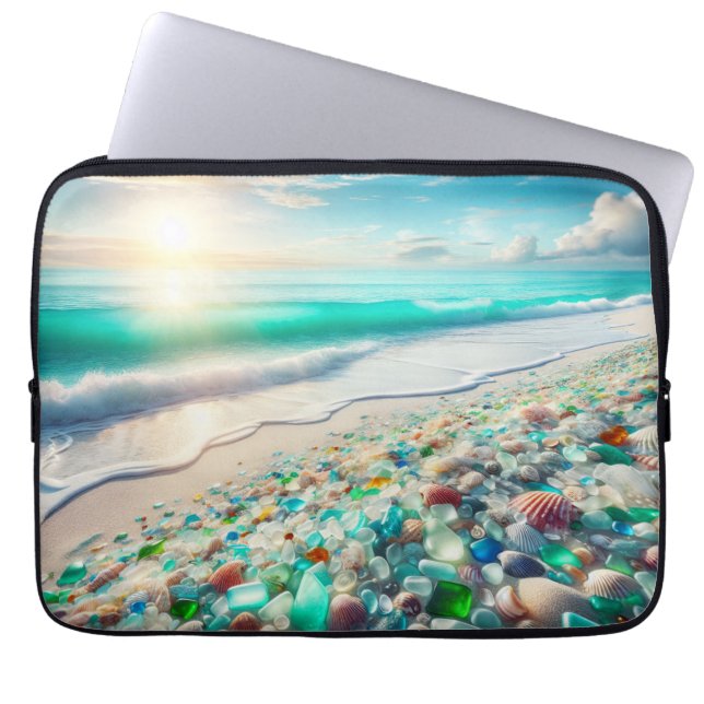 Capa Para Notebook Bonito Ocean Beach com vidro marinho (Frente)