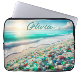 Capa Para Notebook Bonito Ocean Beach com vidro marítimo personalizad
