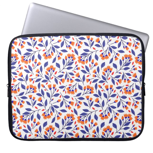 Capa Para Notebook Bonito padrão uniforme de pequenas flores laranja (Frente)