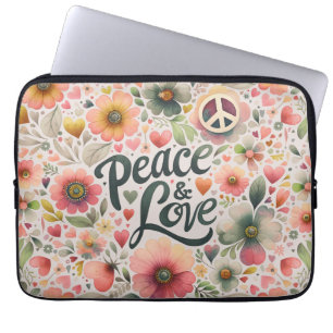 Capa Para Notebook Bonito Retrorização Floral Paz e Amor