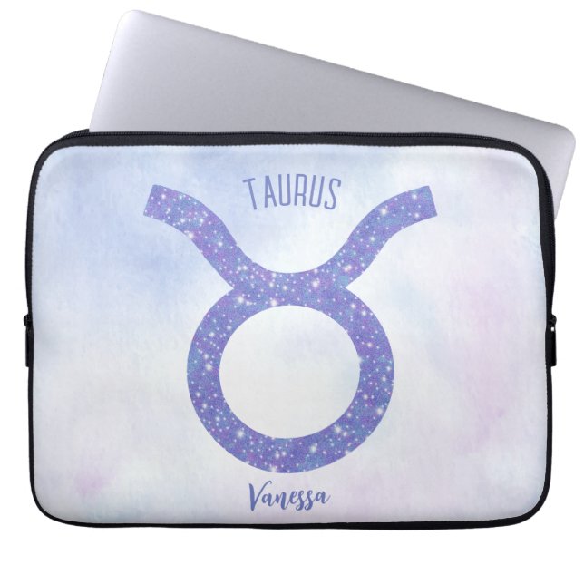 Capa Para Notebook Bonito símbolo de astrologia Taurus, roxo personal (Frente)