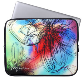 Capa Para Notebook Bonito Vibrante Aquarela Dahlia Floral Abstrato
