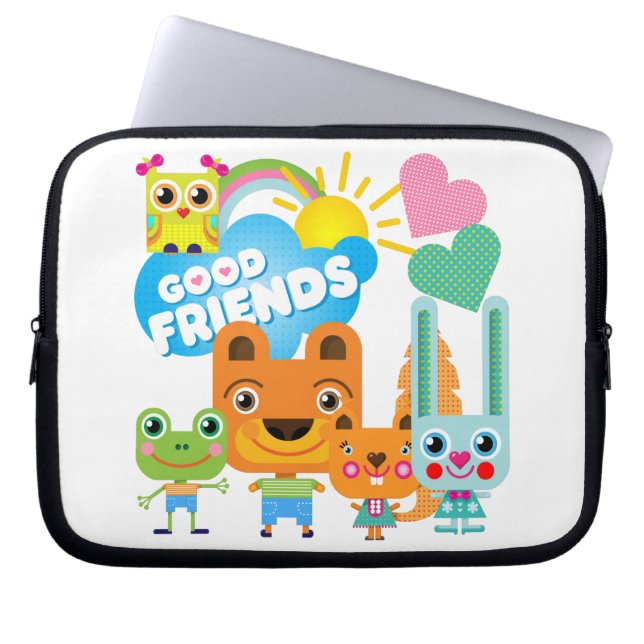 Capa Para Notebook Bons amigos dos animais (Frente)