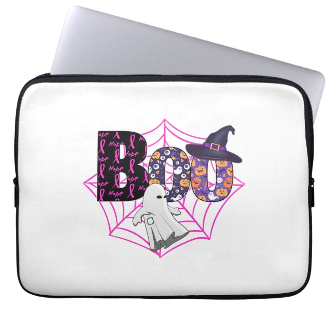 Capa Para Notebook Boo Halloween Outubro Rosa (Frente)