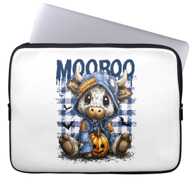 Capa Para Notebook Boo Halloween Spooky Highland Cow (Frente)