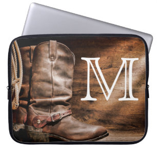Capa Para Notebook Boots Cow Boy Spur Countr Monograma 15" Laptop