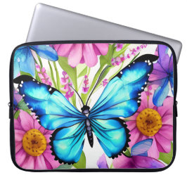 Capa Para Notebook Borboleta Azul em Campo de Flores
