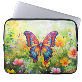 Capa Para Notebook Borboleta Azul Laranja Asas