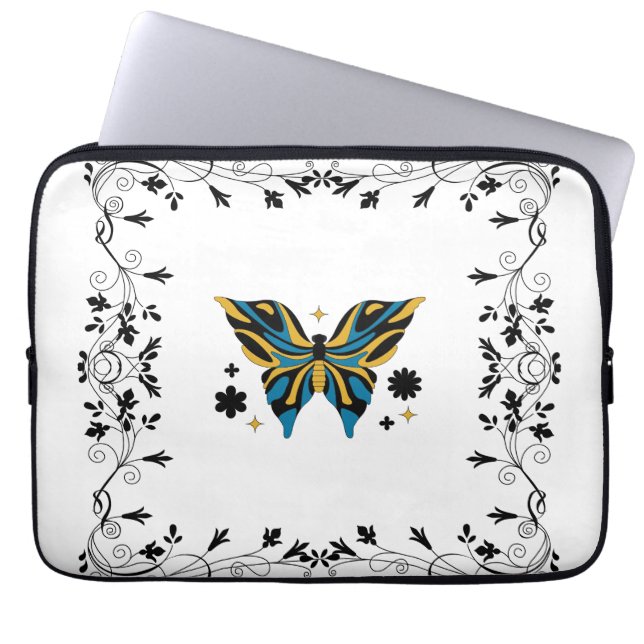 Capa Para Notebook Borboleta Crepuscular – Harmonia de Contraste Flor (Frente)