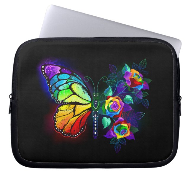 Capa Para Notebook Borboleta-flor-arco-íris (Frente)