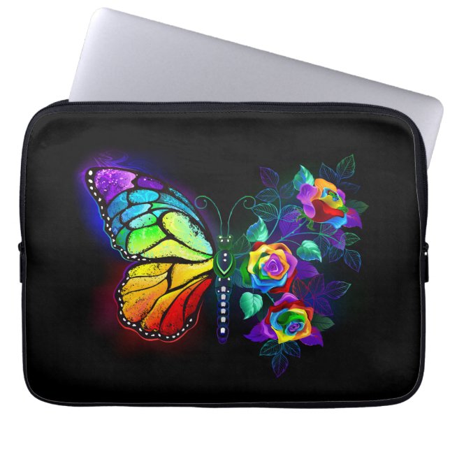 Capa Para Notebook Borboleta-flor-arco-íris (Frente)
