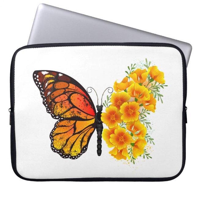 Capa Para Notebook Borboleta Flor com Papagaio Amarelo da Califórnia (Frente)