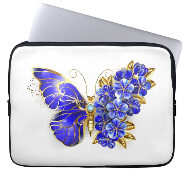 Capa Para Notebook Borboleta Flor Sapphire (Frente)