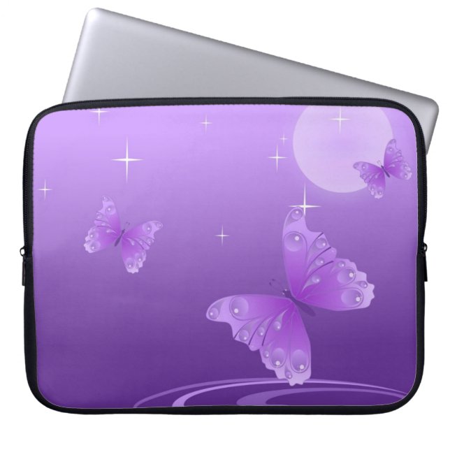 Capa Para Notebook Borboleta roxa no lago Dewy (Frente)