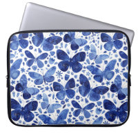 Borboletas Aquarela Bolsa de laptop Azul