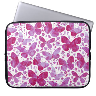 Capa Para Notebook Borboletas Aquarela Bolsa de laptop Magenta Rosa